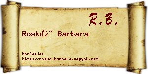 Roskó Barbara névjegykártya