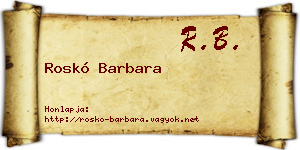 Roskó Barbara névjegykártya